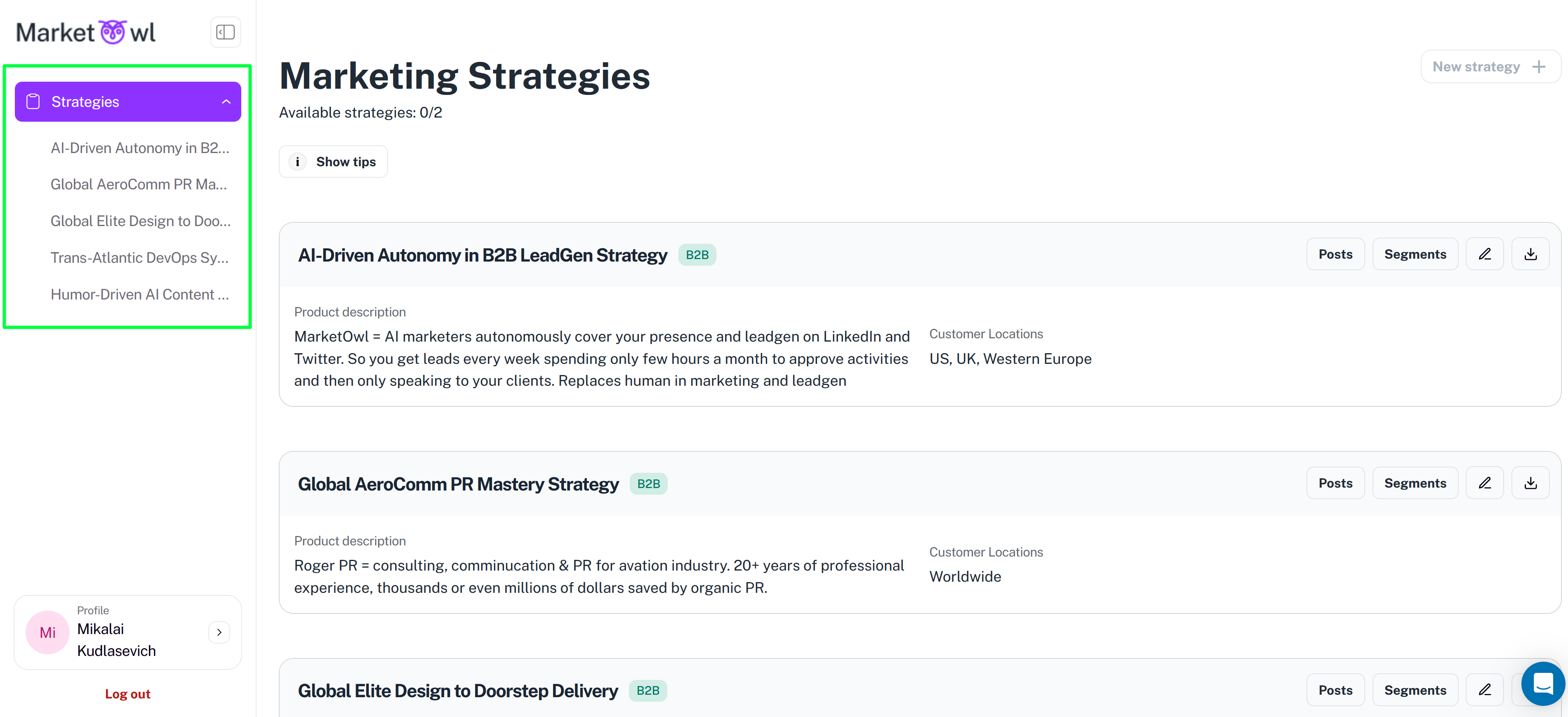 AI marketing department interface