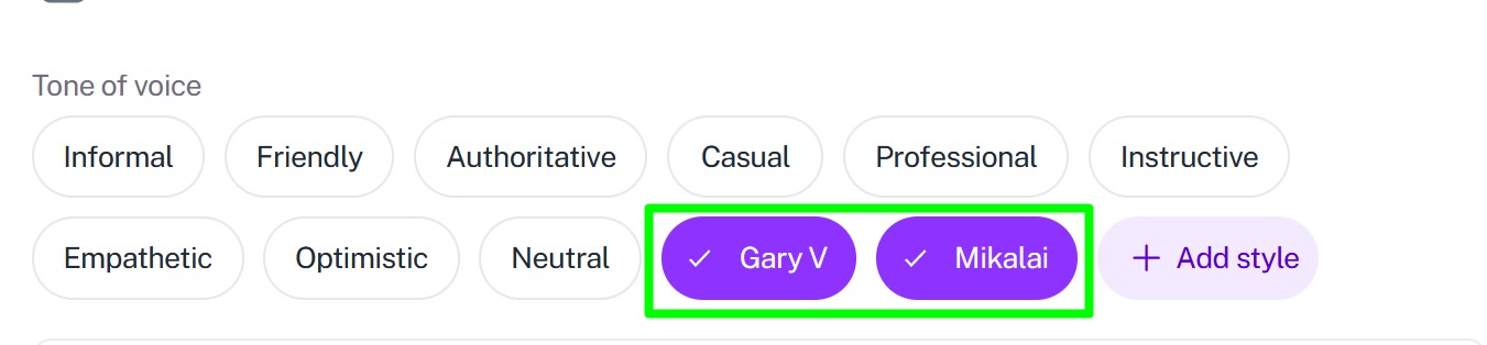 multiple custom writing styles